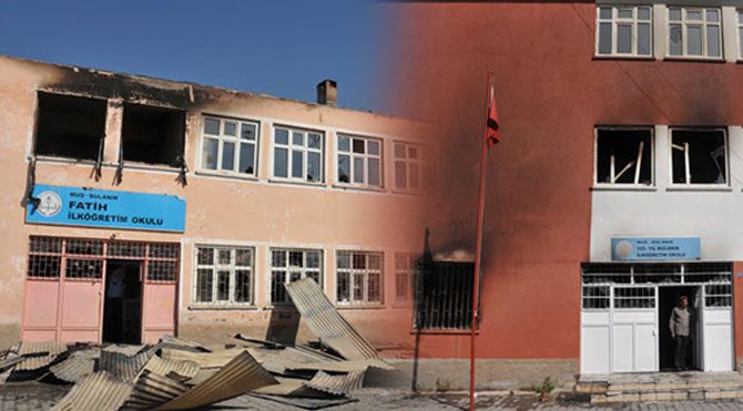 PKK, 3 okulu molotoflu saldırıyla yaktı!