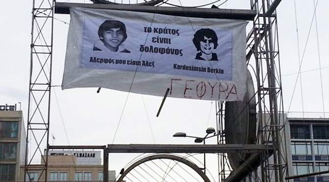 Yunanistan'da Berkin pankartı