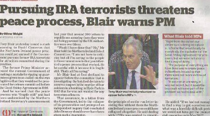 Tony Blair'den IRA açıklaması