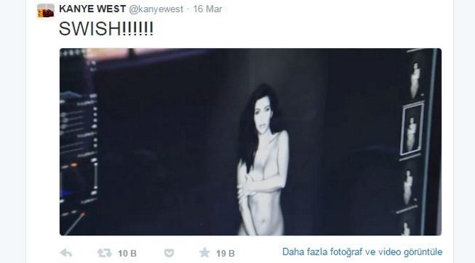Kanye West eşi Kim Kardashian'ın çıplak fotoğrafını paylaştı!