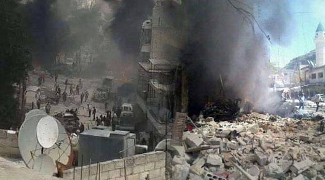 Esad askerleri pazar yerini bombaladı