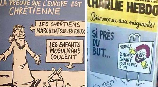 Charlie Hebdo dergisi Suriyeli Aylan’ı çizdi