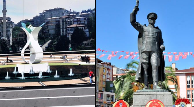 Rize'de Atatürk gitti çay bardağı geldi!