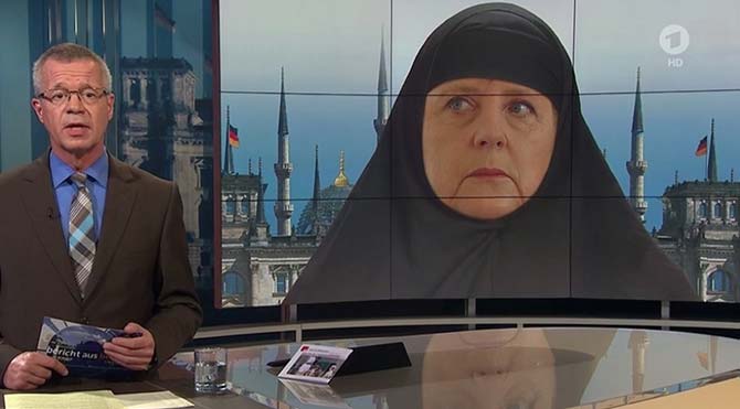 ARD, Merkel'e kara çarşaf giydirdi