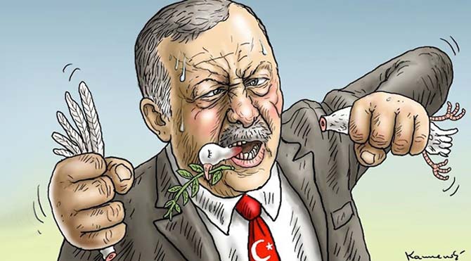 Alman karikatürist Erdoğan'ı 'barışı yok eden lider' olarak resmetti