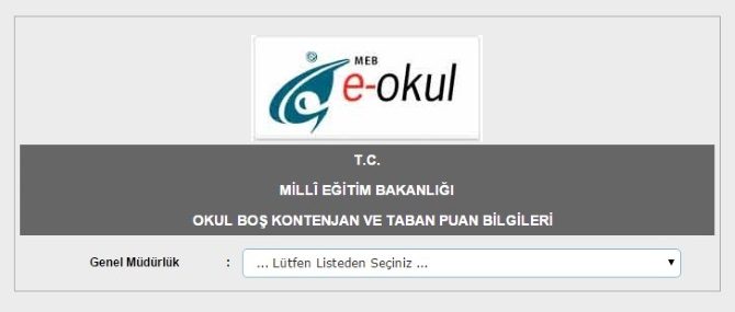 E Okul Kontenjan Sorgulama