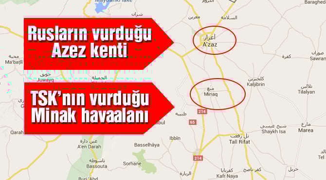 Rus savaş uçakları Azez'i vuruyor!