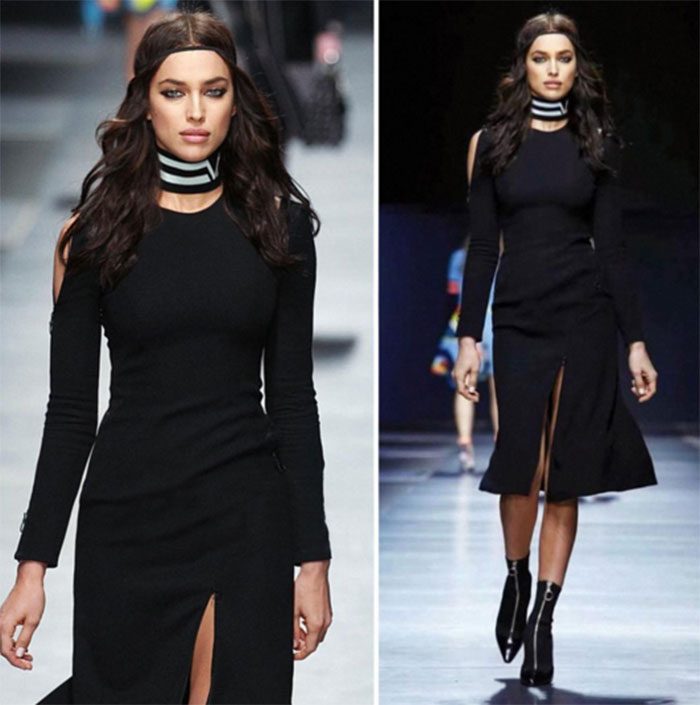 Irina Shayk Milan Moda Haftası'nda Versace defilesinde...