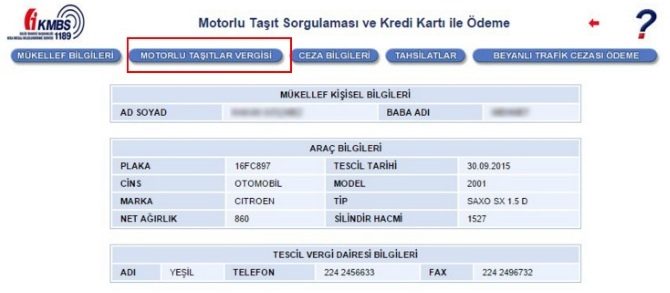 Motorlu taşıtlar vergisi sorgulama