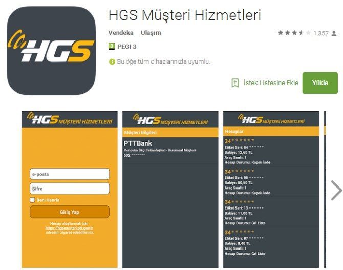 HGS bakiye sorgulama