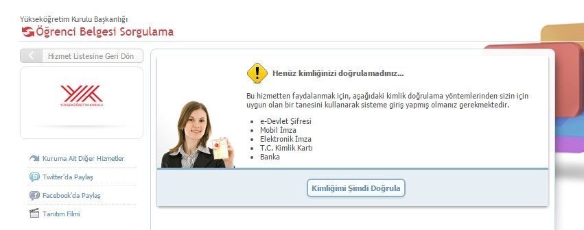 öğrenci belgesi sorgulama