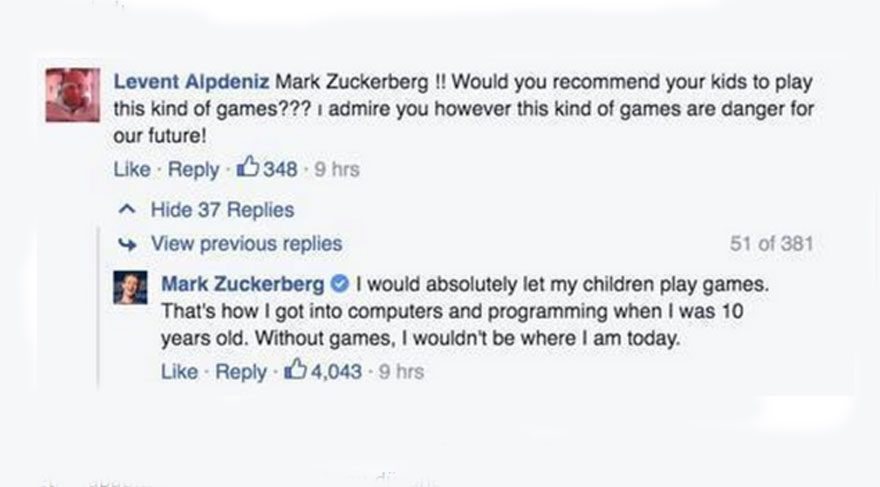 Zuckerberg-yanıt