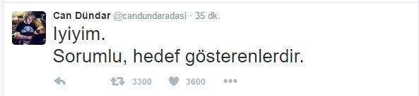Can Dündar'ın saldırı sonrası tweeti
