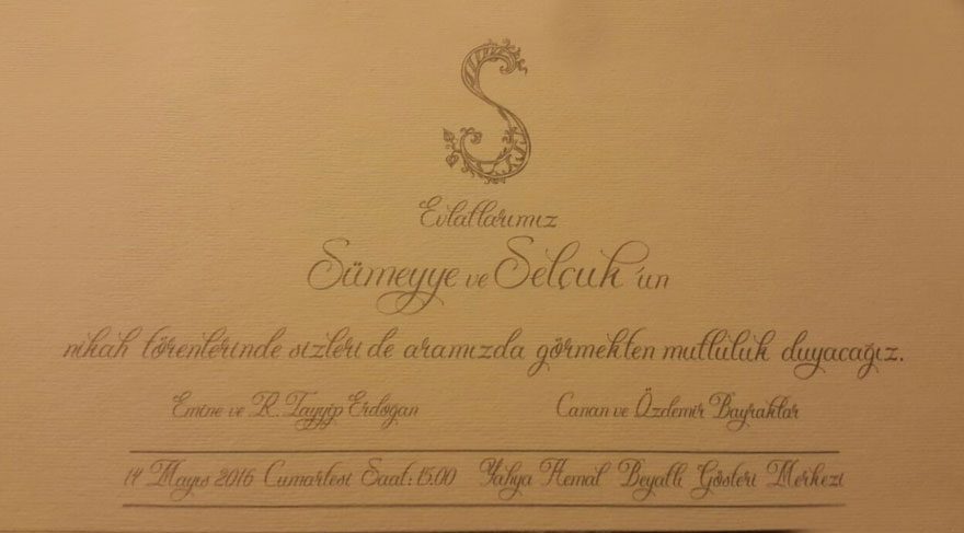 İşte Sümeyye Erdoğan'ın düğün davetiyesi