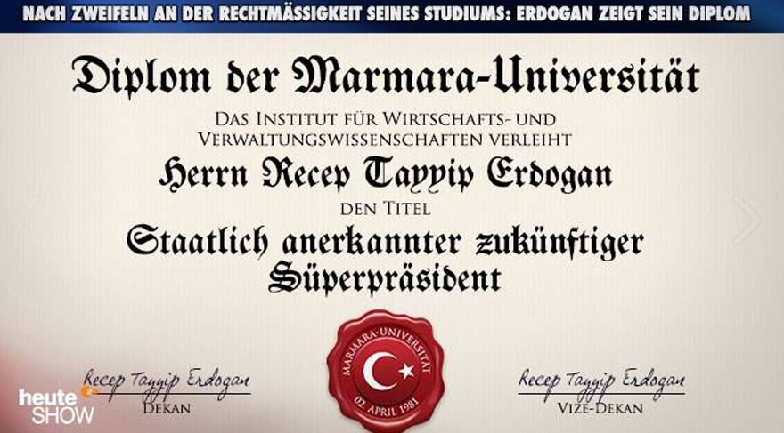 Erdoğan'ın diploması Alman mizah programına konu oldu