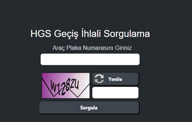HGS Geçiş İhlali Sorgulama