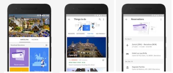 google trips ekranlari