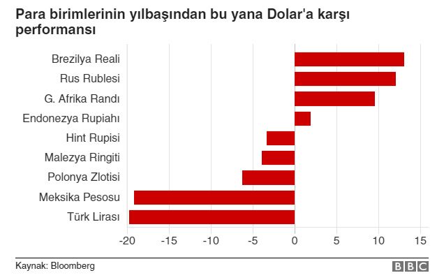 Türk Lirası dün itibariyle yılbaşından bu yana dolar karşısında en çok değer kaybeden para birimi oldu.