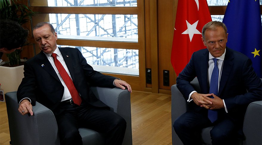 FOTO: REUTERS/ Cumhurbaşkanı Erdoğan AB Konseyi Başkanı Donald Tusk ile bir araya geldi.