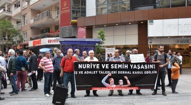 Açlık grevindeki Nuriye Gülmen ve Semih Özakça&#39;ya destek eylemi
