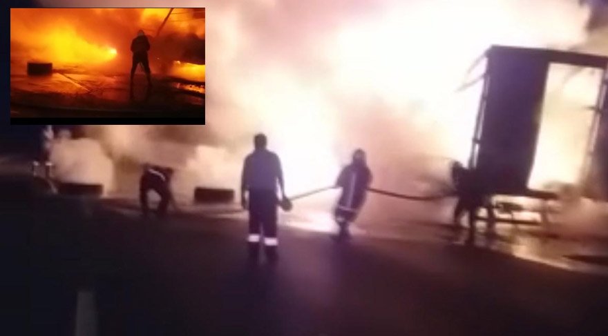 FOTO:DHA - TIR alev alev yanmıştı.