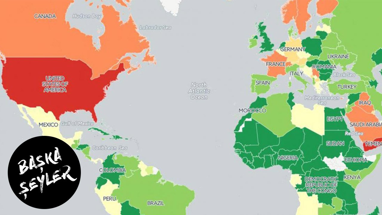 Ülkelerin silah sahibi olma yüzdeleri için harita yapıldı