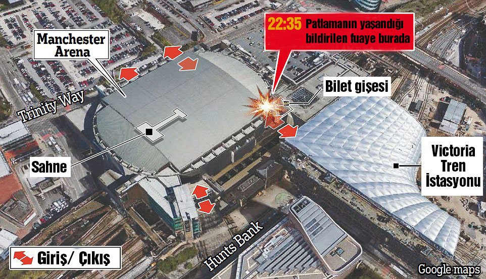  İngiliz Daily Mail gazetesinin haberine göre; patlama konser salonunun fuayesinde yaşandı.