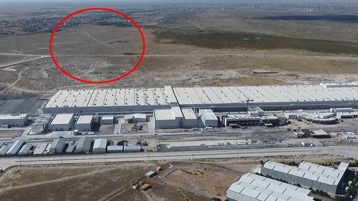 Yerli otomobil Aksaray'da üretilirse Organize Sanayi Bölgesi'ndeki 1000 dönümlük bu arazi şirkete bedelsiz tahsis edilecek. Fotoğraf: Sozcu.com.tr