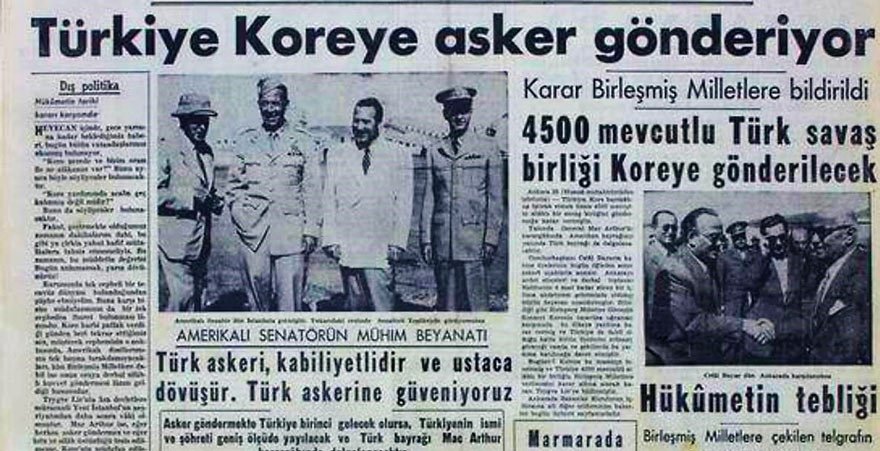Türkiye’nin Kore’ye asker göndermesi gazetelerde geniş yer almıştı.