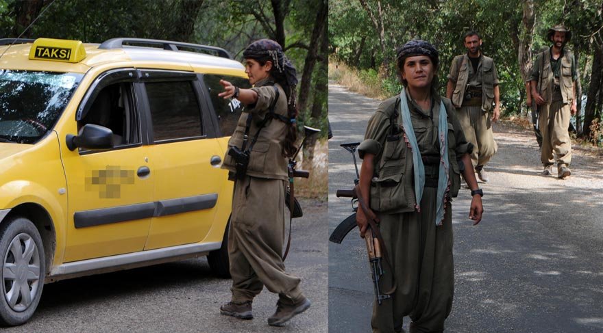 PKK'NIN TURKIYE SINIRLARI ICINDEKI EN ETKILI ISIMLERINDEN BIRI OLAN SERDEM KOD ADLI BILAL SERHAT SARITAS ILE BIRLIKTE TUNCELI'DE OLDURULEN PKK'NIN SOZDE DERSIM EYALETI DOGU CEPHESI SORUMLUSU SARYA KOD ADLI PKK'LI OZLEM CIFTCI, 2015 YILINDA YOL KESME SIRASINDA BOYLE GORUNTULENMISTI.