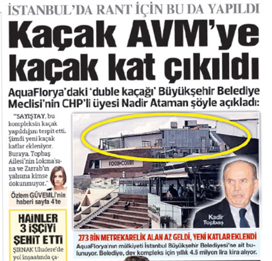 HABERimiz SES GETİRDİ SÖZCÜ Gazetesi İstanbul Florya Akvaryum’daki kaçak yapılaşmayı işte böyle haber yapmıştı... 