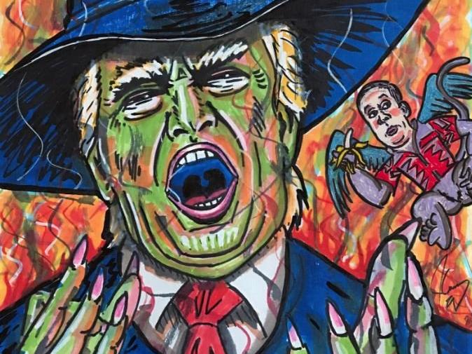 Yıldız oyuncu Trump'ı çizdi