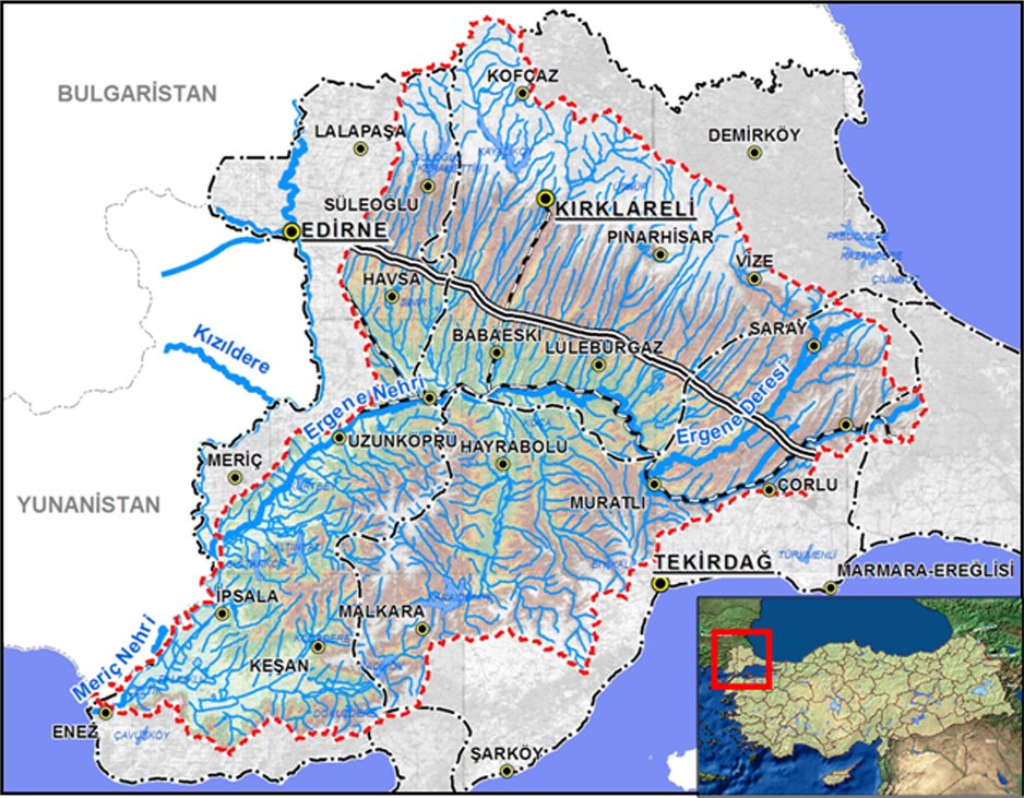 Ergene Havzası’nın ülkedeki yeri Kaynak: Orman ve Su işleri Bakanlığı