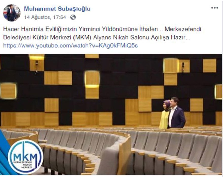 Muhammet Subaşıoğlu, nikah salonunda çekilen görüntüleri sosyal medyada bu notla paylaştı.