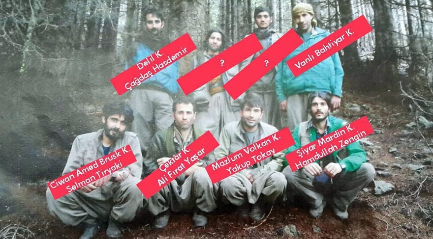 2016'da öldürülen teröristlerin üzerinden çıkan 8 kişilik toplu fotoğrafla örgütün sözde 'Karadeniz Açılım Grubu' tamamen deşifre oldu. Foto: DHA