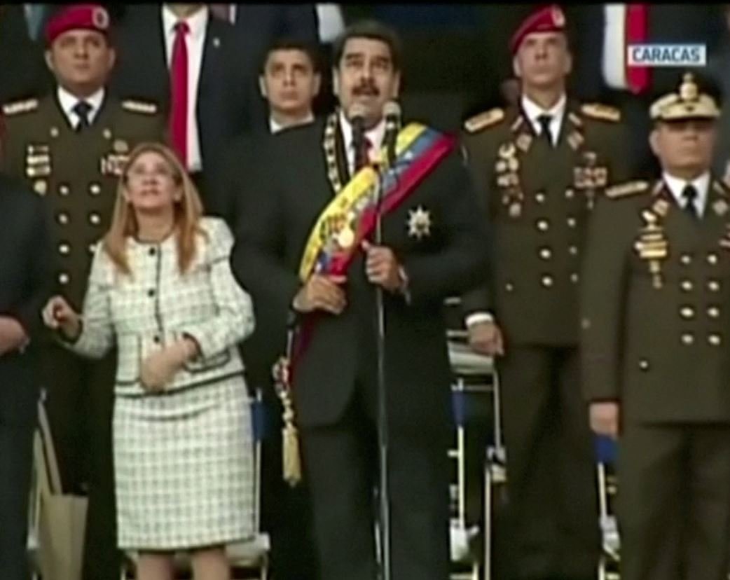 Venezuela Devlet Başkanı Maduro ve kurmayları patlamayı böyle izledi.