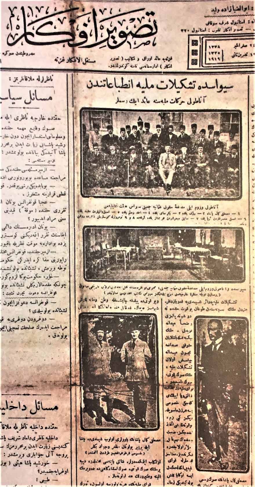 Tasvir-i Efkar, ‘Sivas’ta teşkilat-ı milliye intibahatından Anadolu hareketi milliyesine aid ilk resimler’ başlığı altında Sivas Kongresi’nden ilk resimleri yayımlamıştı. (19 Kasım 1919) 