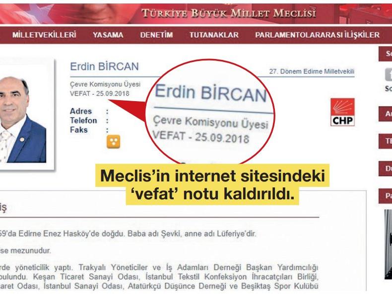 Meclis, CHP'li Erdin Bircan'ı asılsız haberle öldürdü