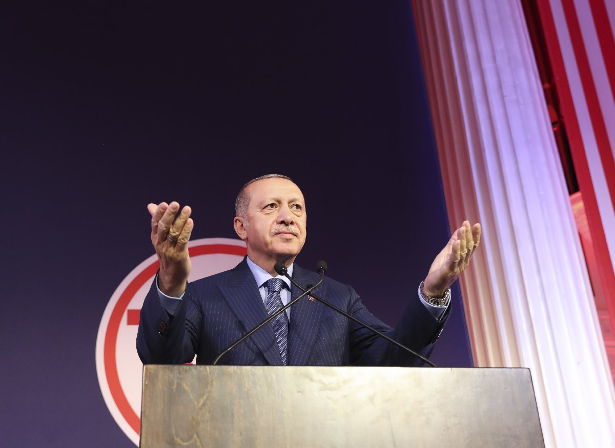 Cumhurbaşkanı Recep Tayyip Erdoğan, Türk-Amerikan Ulusal Yönlendirme Komitesi (TASC) tarafından düzenlenen etkinlikte konuştu. Fotoğraf: AA