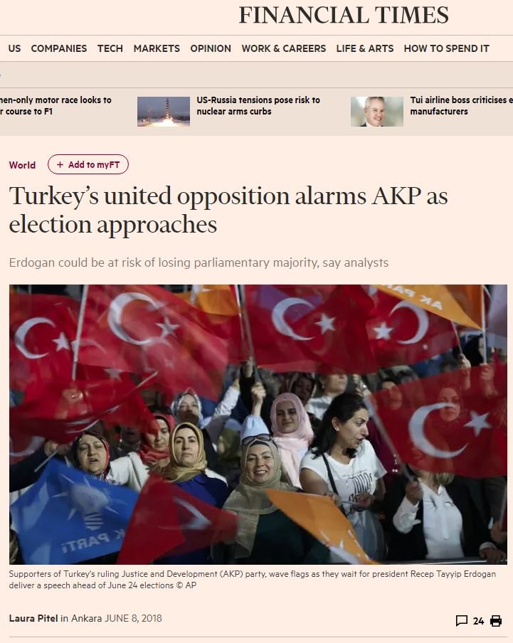 24 Haziran seçimleri öncesinde Financial Times'ın hazırladığı haberde ismini vermek istemeyen AKP'li yetkililer açıklamalarda bulunmuştu.