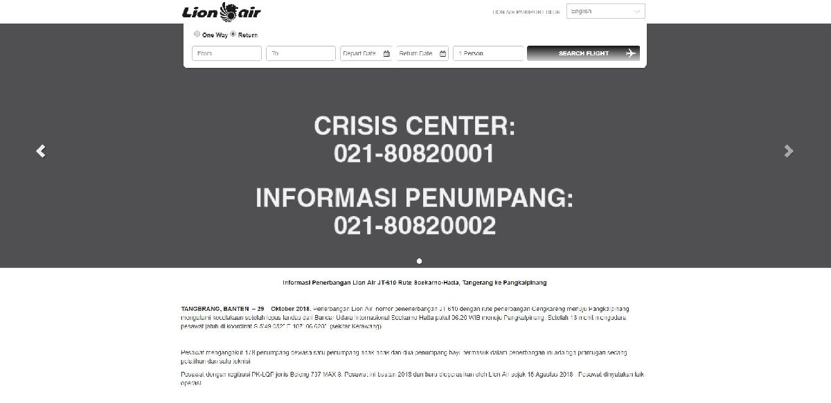 Lion Air, resmi internet sitesini siyah-beyaz yaptı.