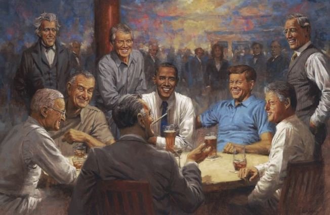 Sanatçı, Demokrat başkanlar için de bir tablo yapmış.