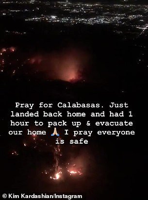 Kim Kardashian, sosyal medya üzerinden paylaşımda bulunarak, "Calabasas için dua edin" dedi.