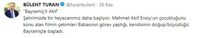 AKP Grup Başkanvekili ve Çanakkale milletvekili Bülent Turan’ın paylaşımı tartışmanın fitilini ateşledi. Foto: Sözcü