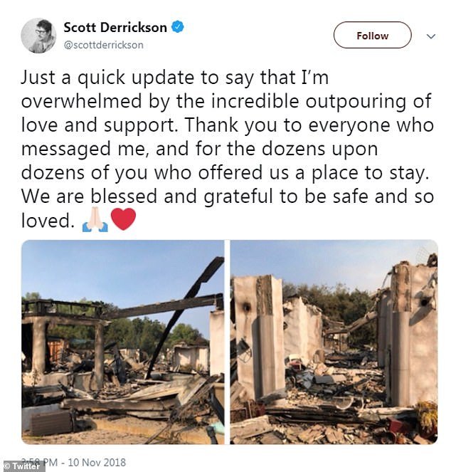 Yönetmen Scott Derrickson, Twitter üzerinden evinin yandığını duyurdu.