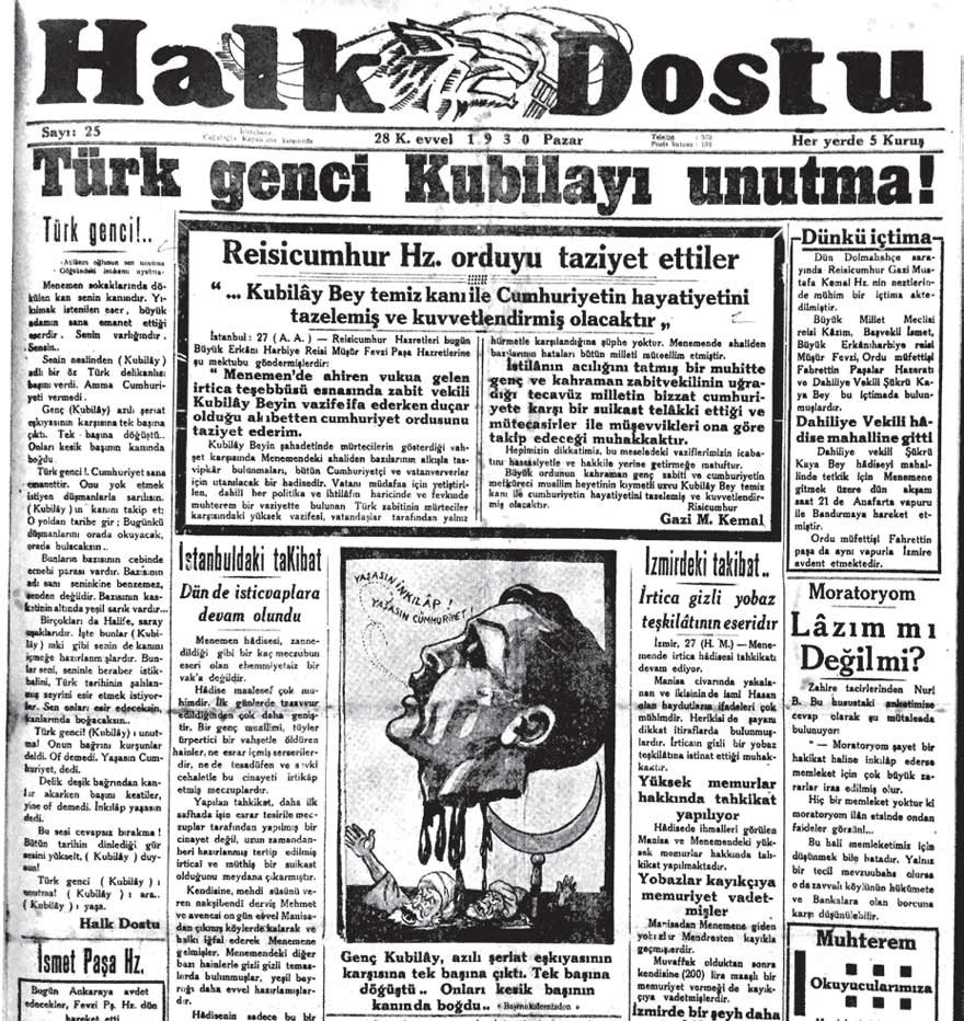 Halk Dostu Gazetesi 28 Aralık 1930.