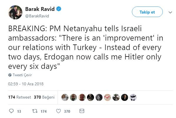 İsrailli gazeteci, Netanyahu'nun büyükelçilere "espri" yaptığını söyledi.