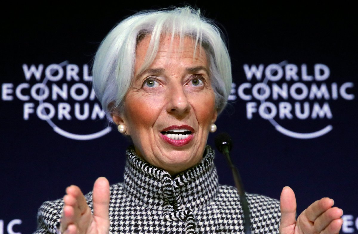 IMF Başkanı Christina Lagarde Davos zirvesi öncesi basın toplantısında konuştu. /Fotoğraf: Reuters