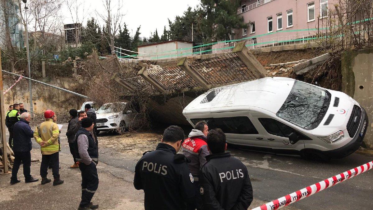 Son dakika: İstanbul'da duvar araçların üzerine çöktü