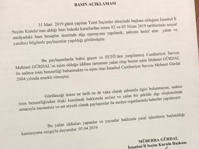 İstanbul İl Seçim Kurulu Başkanı Gürdal'dan FETÖ açıklaması!